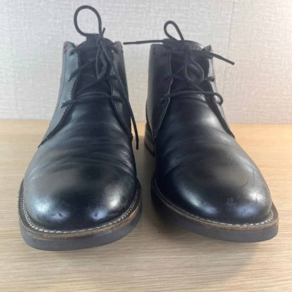 Original Penguin Monty Black Leather Chukka Boots Mens 11 OP100198 Ankle Boots